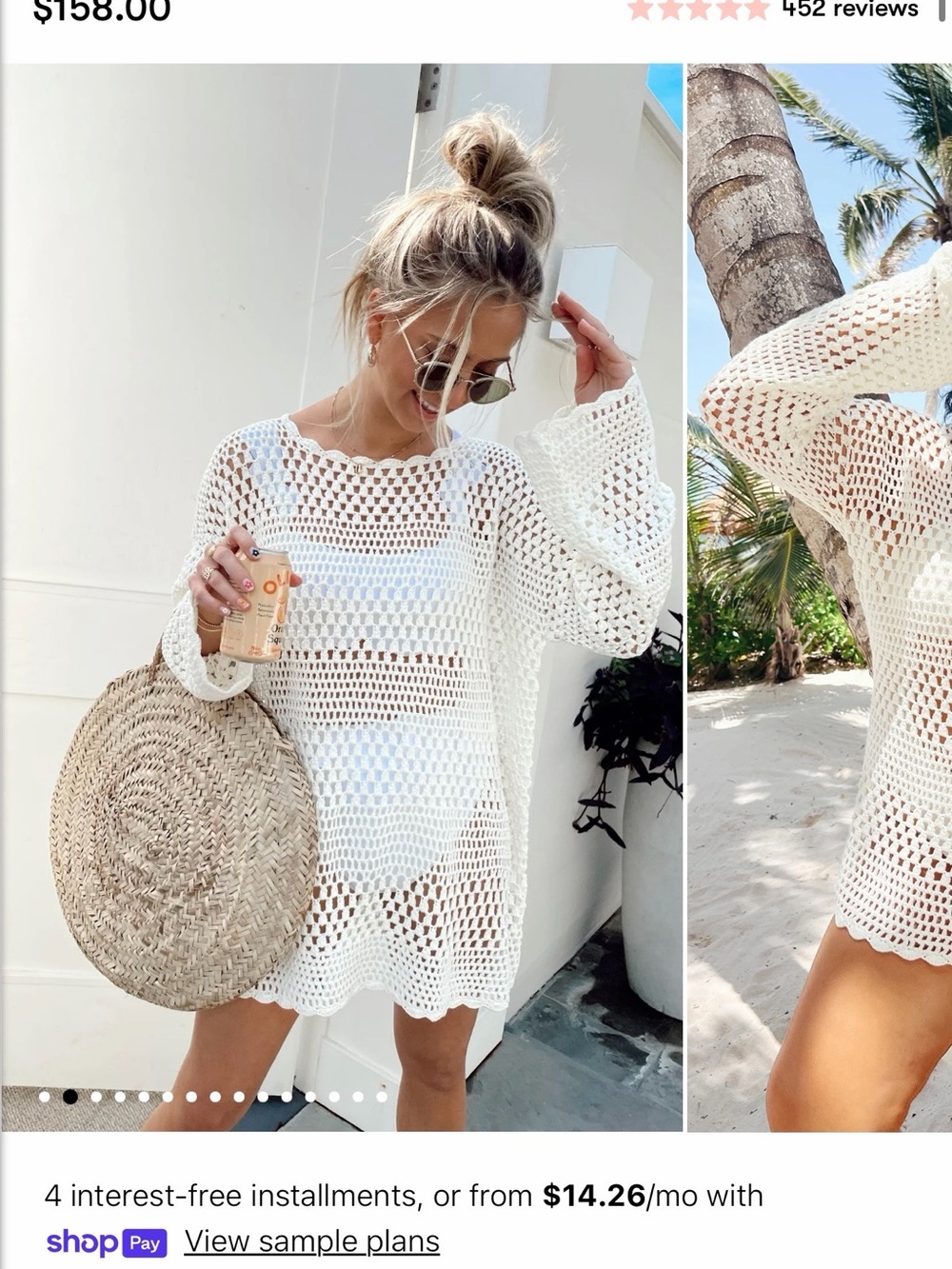 White Crochet show me your mumu sweater